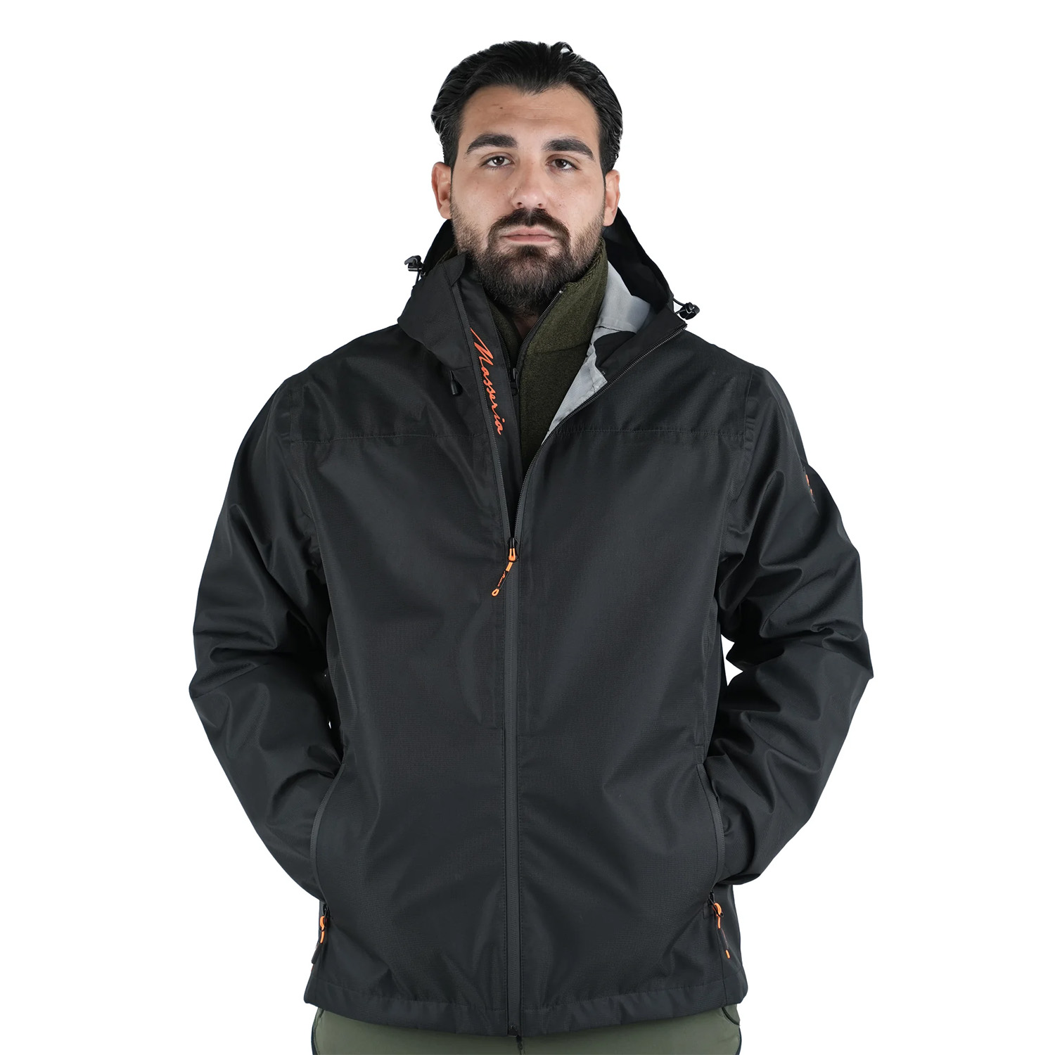 Giacca giubbino impermeabile giubbotto outdoor membrana M-TEX cappuccio autunno primavera uomo caccia